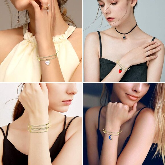 Versatile 60Pcs Gold Bangles - Adjustable Wire Blank Bracelets for All Occasions - Picture 7 of 7